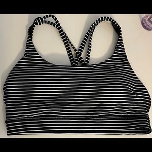 Lululemon Energy Bra, black and white stripped, size 8